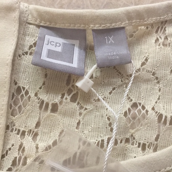 NWT JCPenny Lace Cream Blouse Plus Size 1X - Picture 2 of 5
